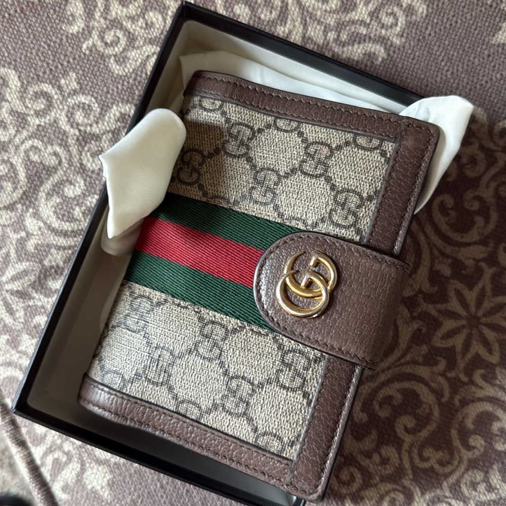 Gucci GG Supreme Monogram Web Ophidia Passport Case W/ COA BOX+DUST BAG - Picture 11 of 16